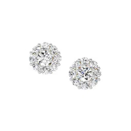 Sparkles Women 0.57 Carat 14K Yellow Gold Floral Halo Lab Grown Stud Earrings-image-86
