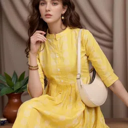 Moda Rapido Mandarin Collar Pure Cotton Anarkali Ethnic Dress-picture-31