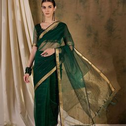 Maroosh Embellished Sequinned Organza Fusion Saree-51