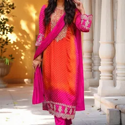 KALINI Women Pink Rayon Blend Printed Straight Kurta Set With Dupatta-picture-25