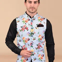 PRINTINDIA Floral Printed Nehru Jacket-23