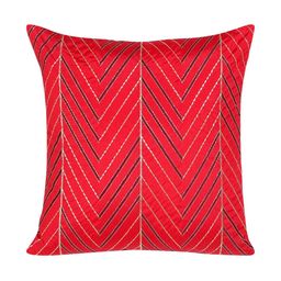 HOME9INE Red & Gold-Toned Set of 2 Embroidered Square Cushion Covers-9