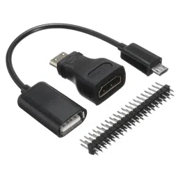 Raspberry Pi zero 3in1 Micro USB Cable+Pin Header+HDMI Adapter-24