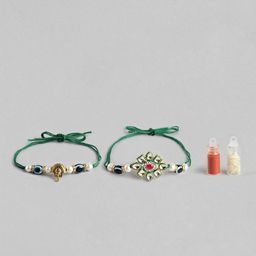 Anouk Unisex Set of 2 Beaded Bhai Bhabhi Rakhis With Roli & Chawal-image-8