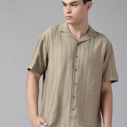 Blackberrys Self Striped Cuban Collar Smart Casual Shirt-image-30
