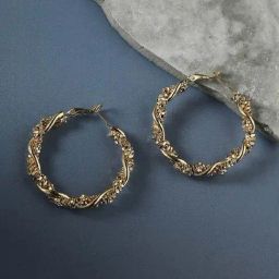 Sohi Women's Beaded Twist Hoop Earrrings  Champayne Gold-image-71