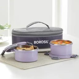 Borosil Purple Stainless Steel Lunch Box Set of 2 (280ml)-45