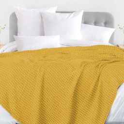 Urban Space Mustard Cotton Single Bed Blanket-36