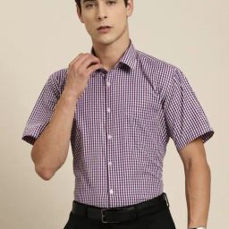 Hancock Purple Slim Fit Checks Shirt-image-90
