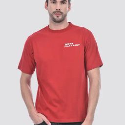 Numero Uno Red Cotton Oversized Printed T-Shirt-image-7