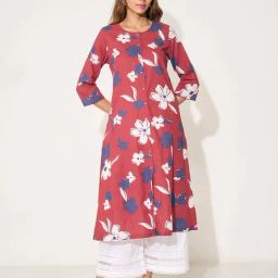 Rangmanch By Pantaloons Red Regular Fit Floral Print Kurta-picture-21