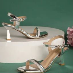 Truffle Collection Women's Silver Ankle Strap Stilettos-image-94