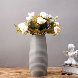 Tayhaa Grey Ceramic Floral Flower Vase-image-6