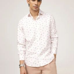 Andamen White Cotton Regular Fit Printed Shirt-image-99