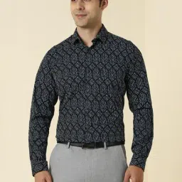 Allen Solly Black Slim Fit Print Formal Shirt-picture-10