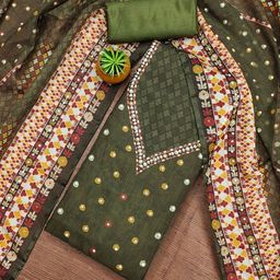 Rangtulika Ethnics Floral Embroidered Sequinned Unstitched Dress Material-picture-5