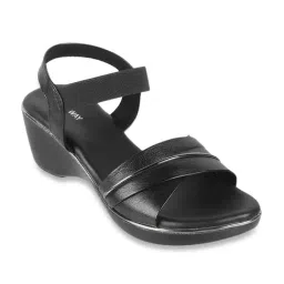 Walkway Women's Black Ankle Strap Wedges-picture-15