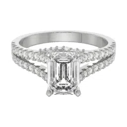 Emori 14k White Gold & Diamond Timeless Emerald Engagement Ring-image-65
