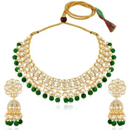 Peora Green Alloy Stone-Studded Necklace Set-picture-37
