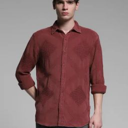 Jack & Jones Red Cotton Regular Fit Texture Shirt-picture-8