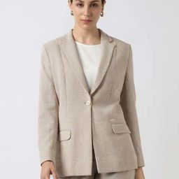 Van Heusen Beige Regular Fit Checks Blazer-image-89