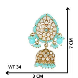 Anouk Gold-Plated Kundan Studded Teardrop Shaped Jhumka image 2