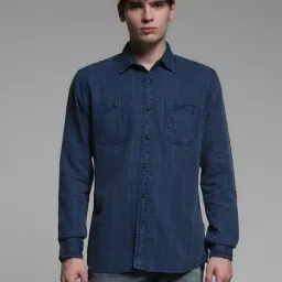Jack & Jones Blue Cotton Regular Fit Checks Shirt-image-68