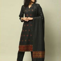 Rangriti Black Straight Fit Printed Kurta Set-image-26
