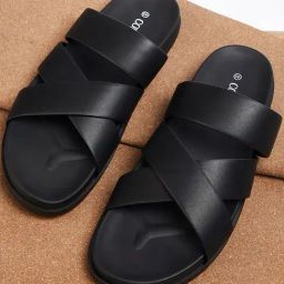 Code by Lifestyle Men's Black Cross Strap Sandals-picture-33