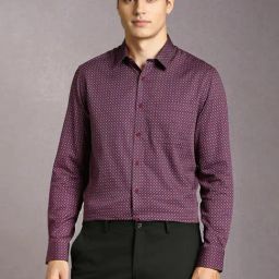 Louis Philippe Purple Regular Fit Geometric Formal Shirt-image-30