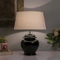 Homesake Black Ceramic Guard Shaped Table Lamps with White Shade - Set of 2-15