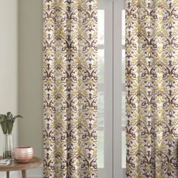 Romee Yellow & Brown Velvet 7 ft Door Curtain - Single Piece-38