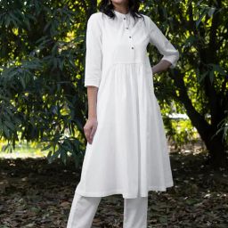 Pink Fort White A-Line Kurta-image-9