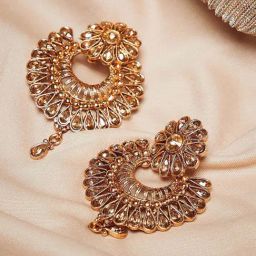 Panash Gold-Plated Crescent Shaped Handcrafted Chand Bali Earrings-97