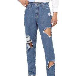 Only Blue Straight Fit High Rise Distressed Jeans-image-69
