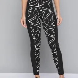 ALCIS Black Abstract Print Leggings-27
