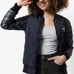 Campus Sutra Blue Camouflage Jacket-image-86