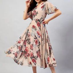 Rare Beige Floral Print Maxi Dress-image-59
