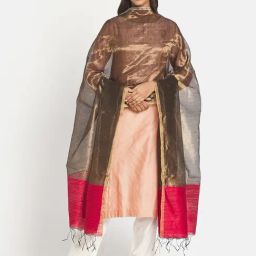 Fabindia Black & Golden Woven Pattern Dupatta-image-91