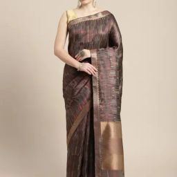 Mohey Brown Woven Saree With Unstitched Blouse-image-69