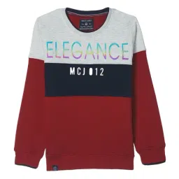 Monte Carlo Kids Red & Grey Color Block Full Sleeves Sweatshirt-image-95