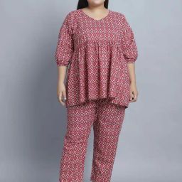 TAG 7 Maroon Cotton Printed Top Pyjamas Set-picture-39