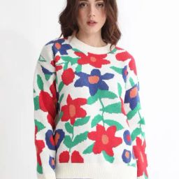 RAREISM Sheen Multi Acrylic Floral Sweaters-image-64
