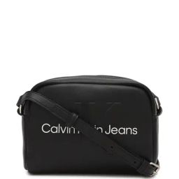 CALVIN KLEIN Black & Neutral Logo Printed Polyurethane Cross Body Bag-18