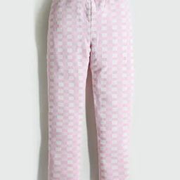 Cherry Crumble By Nitt Hyman Kids Pink Checks Leggings-image-95
