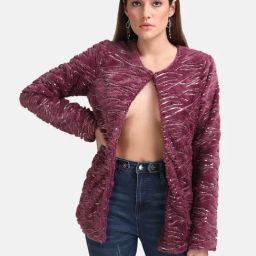 Kazo Wine Embellished Jacket-picture-17