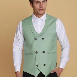 TAHVO Green Slim Fit Waistcoat-image-19