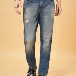 Sf Jeans By Pantaloons Blue Straight Fit Distressed Jeans-image-18
