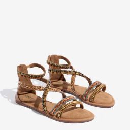 LUNA BLU by Westside Tan Beaded Gladiator Sandals-16