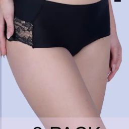 Soie Multi Color Solid Nylon Seamless Mid Waist Full Coverage Lace Brief-image-1
